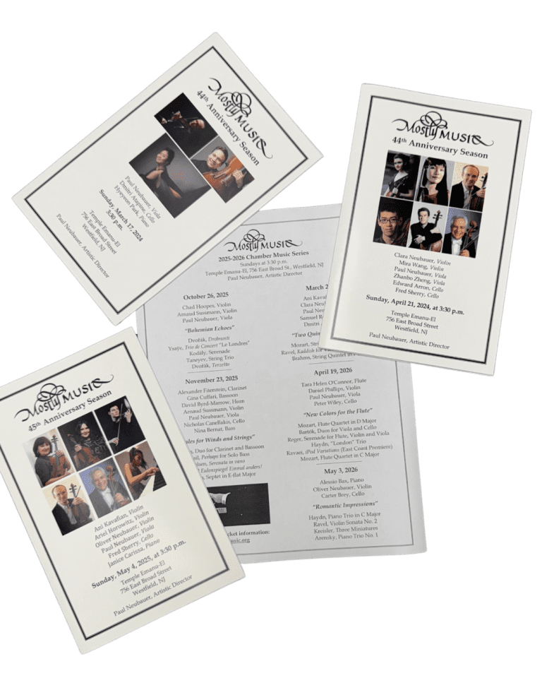 Mostly Music concert flyers